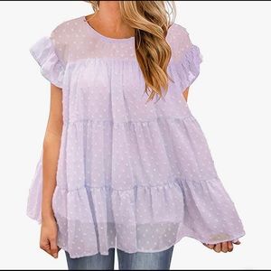 Lavender loose ruffle summer shirt euc szL